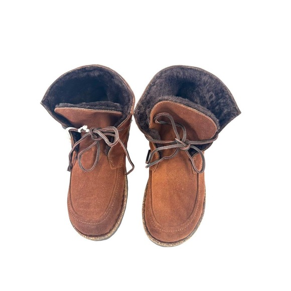 BIRKENSTOCK Bakki Ankle Boots Espresso Brown Suede Shearling Women Sz US 7 EU 37 - Picture 2 of 16